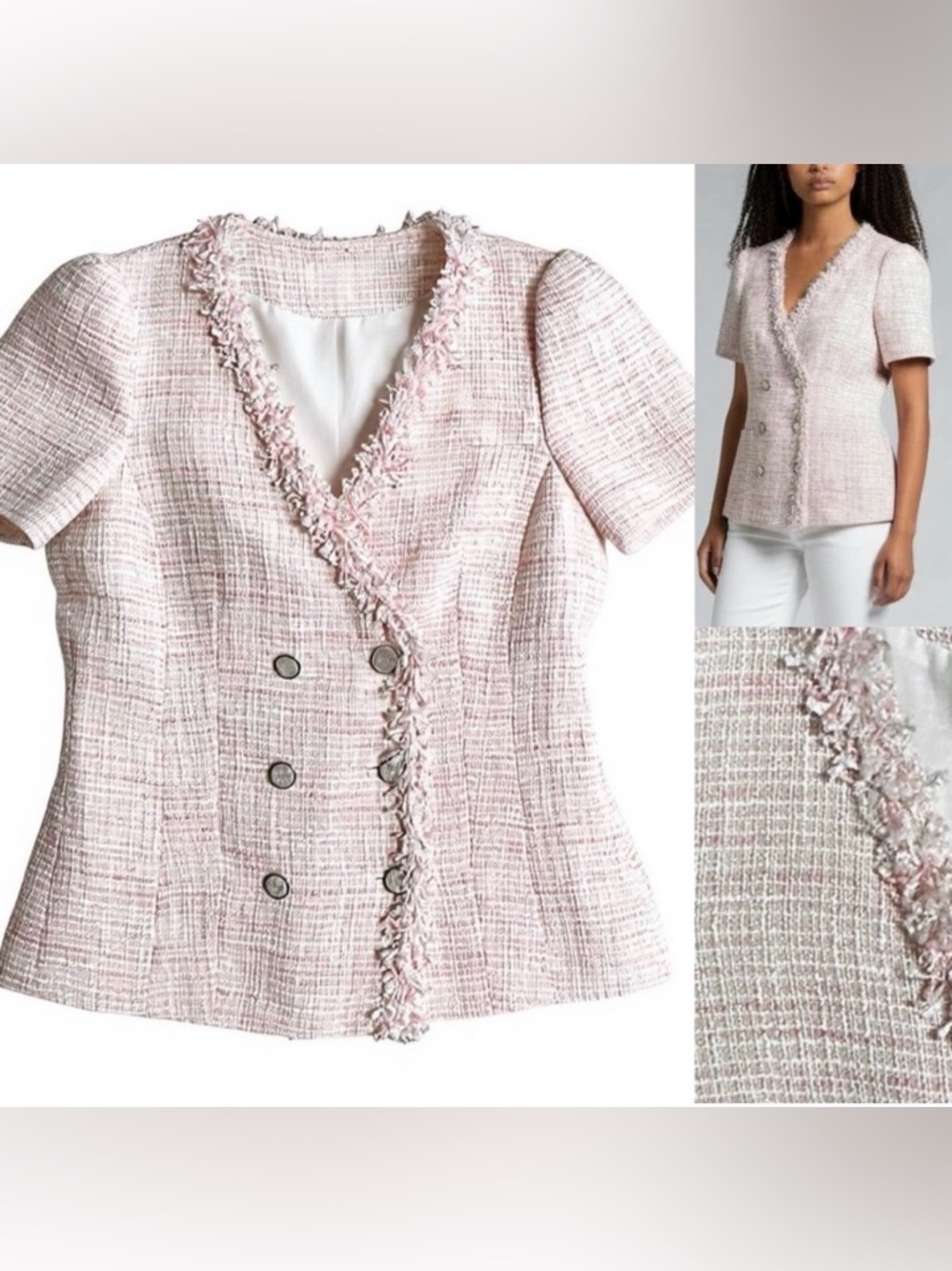 central park west New York City tweed pink maizie  blazer jacket size S Small - Picture 2 of 13